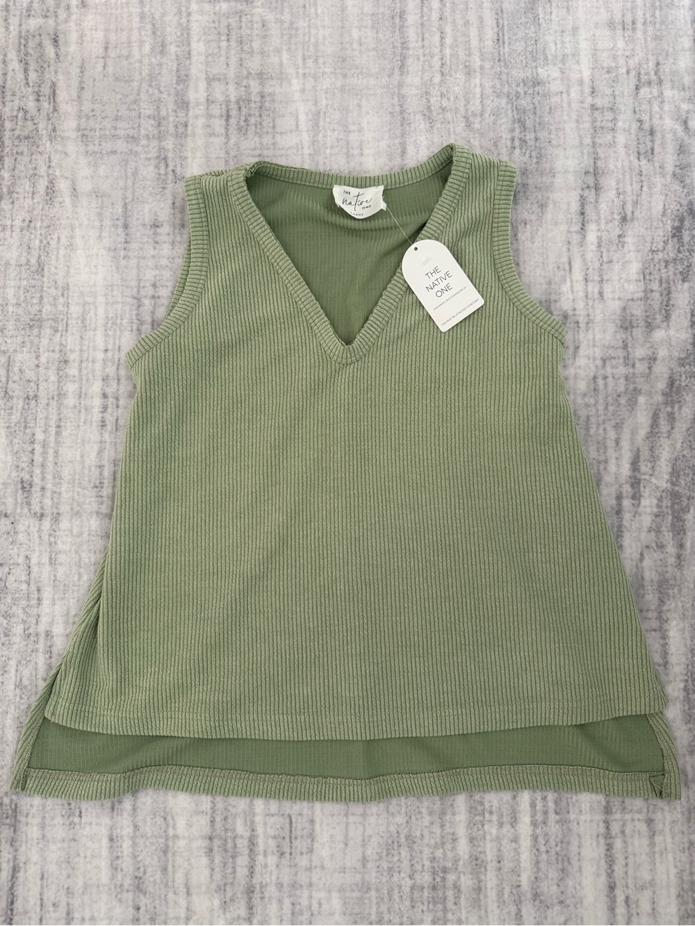 Women's Sage Green Ribbed V-Neck Tank